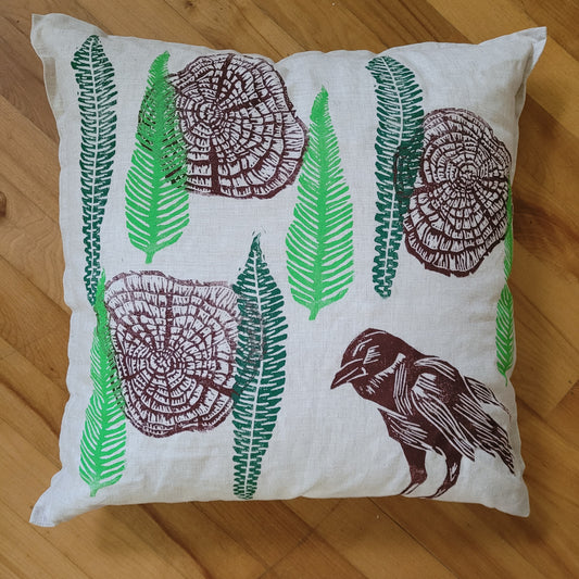 Crow and Forest Cushion Cover